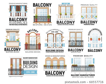Windows and balconies vector icons. House design Windows and balconies vector icons. House design 68557716