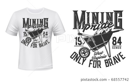 Mining t-shirt print vector mockup, coal miner Mining t-shirt print vector mockup, coal miner 68557742
