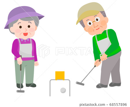Illustration of elderly men and women playing gateball 2 Illustration of elderly men and women playing gateball 2 68557896