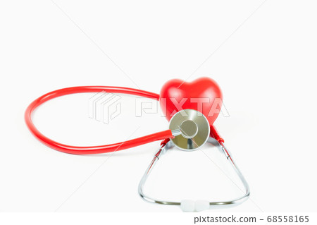 health care concept,Red Medical stethoscope and red heart isolated on white background with copy space 68558165