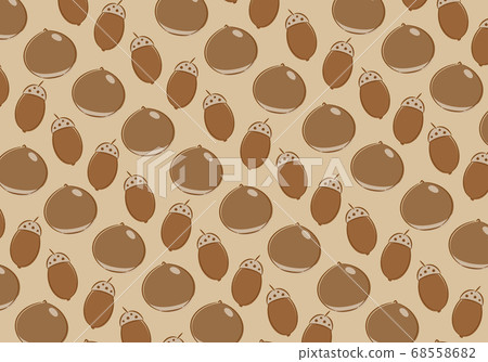 Horizontal hand-painted background with chestnuts and acorns 68558682
