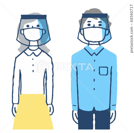 兩個男人和女人戴著口罩和麵罩 68560717