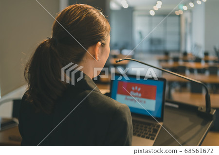 Business woman practicing speech 68561672