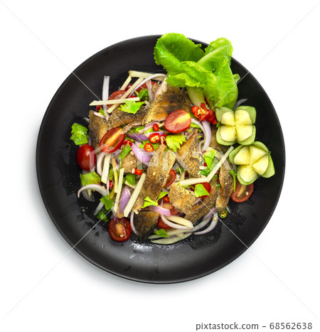 Spicy Gourami Salad Deep fried Fish hot and spice 68562638