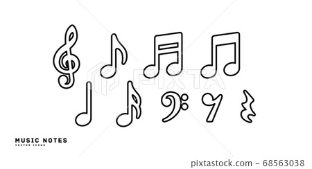 Musical note vector icon set 68563038
