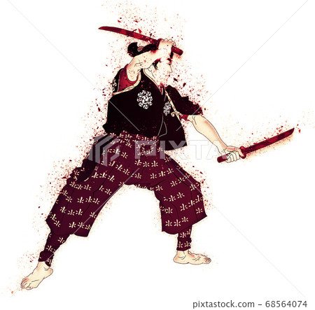 Ukiyo-e Miyamoto Musashi red vintage version 68564074