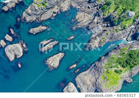 Aerial view of Tanesashi Coast National Park, Hachinohe City, Aomori Prefecture 68565317