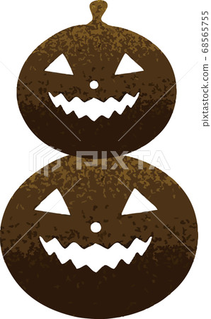 萬聖節秋鬼南瓜剪影水彩插畫素材 68565755