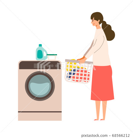 Illustration of a woman doing laundry Illustration of a woman doing laundry 68566212