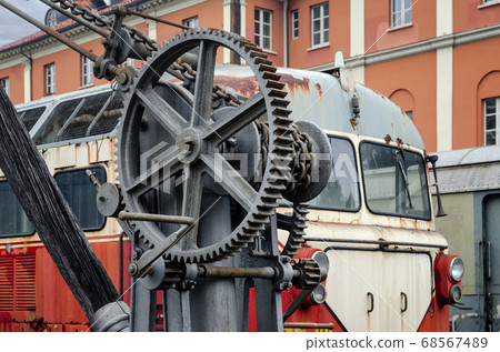 19th century iron crane in train station 68567489