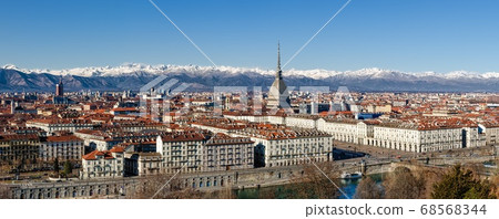 Winter panorama of Turin, Italy 68568344