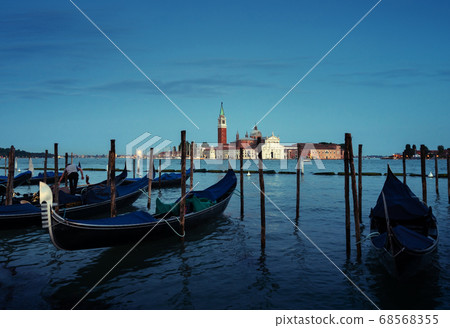 gondolal at night and San Giorgio Maggiore church, 68568355