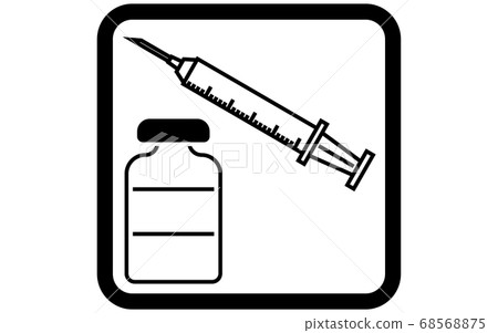 疫苗注射針筒和小瓶的插圖 68568875