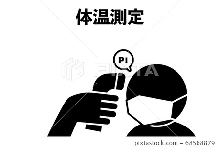 Illustration of measuring heat with forehead using infrared thermometer 68568879