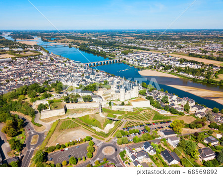 Saumur city aerial view, France Saumur city aerial view, France 68569892