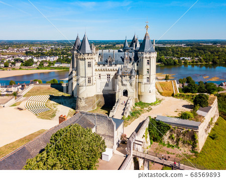 Chateau Saumur aerial view, France 68569893