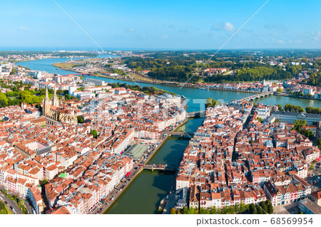 Bayonne aerial panoramic view, France 68569954
