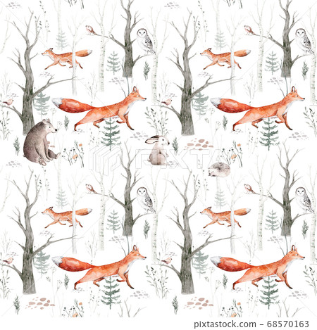 Cute animals winter Christmas fox deer bunny hedgehog bear washi tape for retro journal scrapbooking mixed media card making