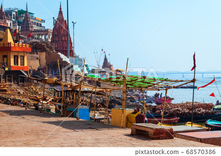Varanasi Ghats in north India 68570386