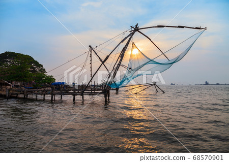 Chinese fishing nets in Cochin Chinese fishing nets in Cochin 68570901