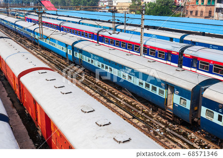 Trains, New Delhi railway station, India Trains, New Delhi railway station, India 68571346