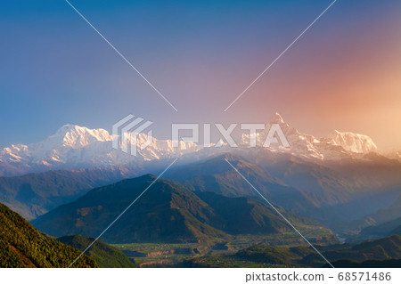 Annapurna mountains aerial panoramic view, Pokhara 68571486