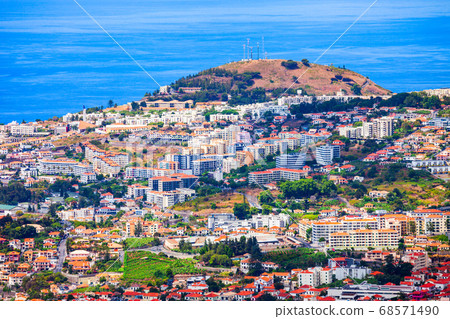 Funchal city aerial panoramic view, Madeira Funchal city aerial panoramic view, Madeira 68571490