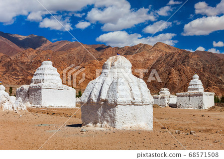 White stupas at Shey Monastery, Ladakh 68571508