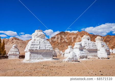 White stupas at Shey Monastery, Ladakh 68571510