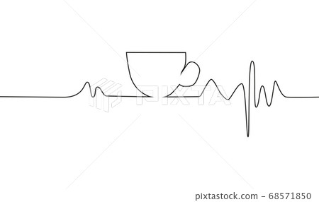 coffee cup on cardiogram, illustration on white coffee cup on cardiogram, illustration on white 68571850