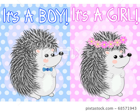 Baby Shower greeting card with babies boy and girl - Stock Illustration ...