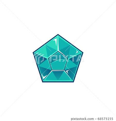 Pentagonal diamond or blue topaz gemstonecartoon vector illustration isolated. 68573155