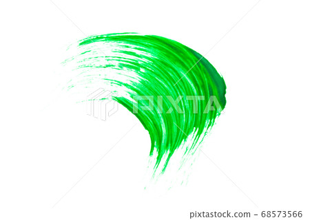 Green acrylic brushstroke on a white background. 68573566