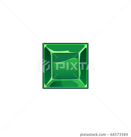 Square emerald green gem stone isolated on white background 68573569