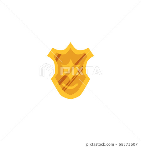 Police officer golden metal badge flat vector illustration isolated on white. 68573607