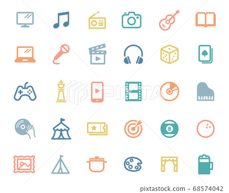 A set of simple entertainment icons/play/games/hobbies/events/music A set of simple entertainment icons/play/games/hobbies/events/music 68574042