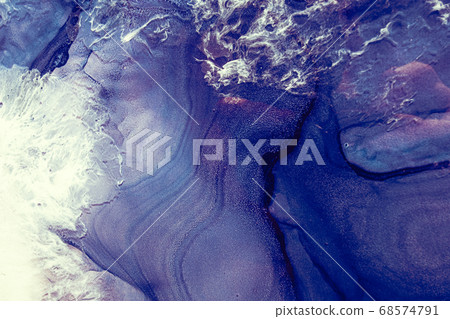 acrylic ink water marble texture blue crystal 68574791