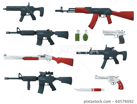 Set of weapon military rifle, revolver and desert Set of weapon military rifle, revolver and desert 68576092