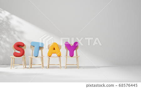 Modern wood chair with colourful pillow font shape Modern wood chair with colourful pillow font shape 68576445