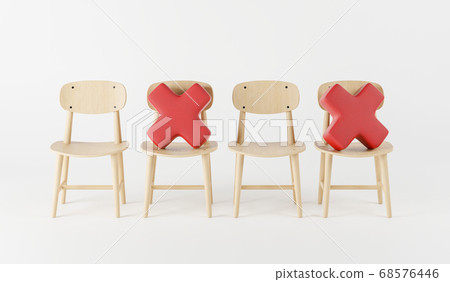 Social distancing chair wood chair with red pillow Social distancing chair wood chair with red pillow 68576446