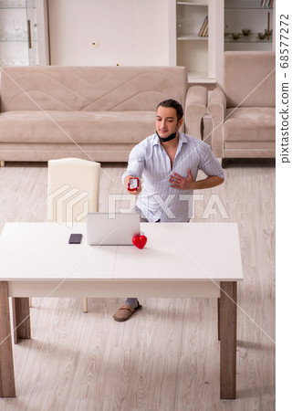 Young man in love during pandemic disease Young man in love during pandemic disease 68577272