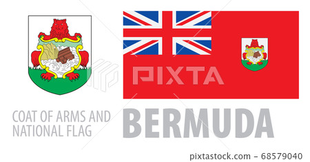 Vector set of the coat of arms and national flag of Bermuda 68579040