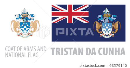 Vector set of the coat of arms and national flag of Tristan da Cunha 68579140
