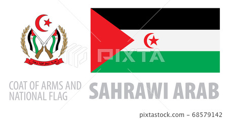 Vector set of the coat of arms and national flag of Sahrawi Vector set of the coat of arms and national flag of Sahrawi 68579142