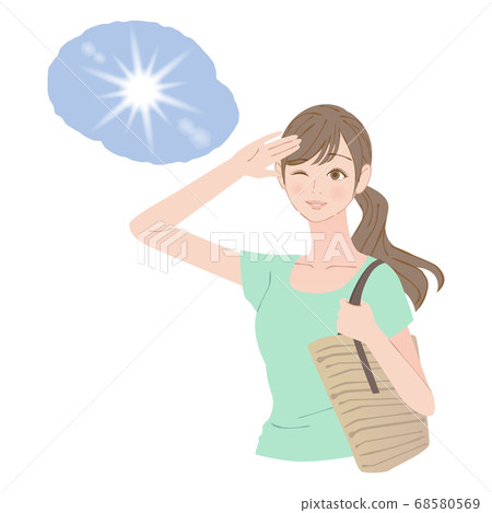 Sunbathing woman with bright sun Sunbathing woman with bright sun 68580569