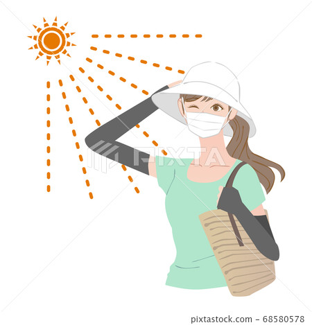 Woman who took measures against ultraviolet rays 03 68580578