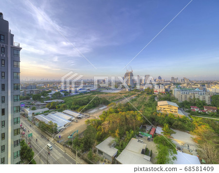 Bangkok, Thailand Bangna district and central skyscrapers distant view / Bang Na aria, Bangkok 68581409