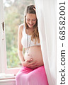 Pregnant woman in her window 68582001