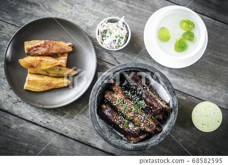 asian style barbeque spicy pork ribs with sweet 68582595