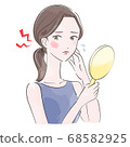 女人患有手鏡的皮膚粗糙 68582925